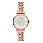 Armani Gianni T-Bar Quartz Roséguldfärgad Stållänk Vit