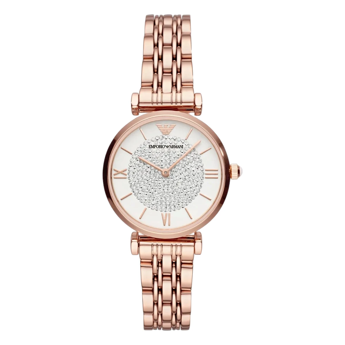 AR11244_01 Armani Gianni T-Bar Quartz Roséguldfärgad Stållänk Vit - Bild 1