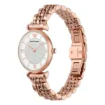 Armani Gianni T-Bar Quartz Roséguldfärgad Stållänk Vit - Bild 2