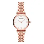 Armani Damklocka Quartz Rosa Stållänk Vit