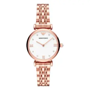 Armani Damklocka Quartz Rosa Stållänk Vit
