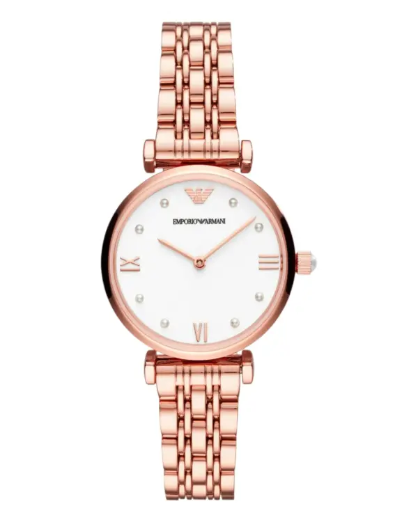 Armani Damklocka Quartz Rosa Stållänk Vit