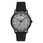 Armani Herrklocka Quartz Läderarmband Svart/grå