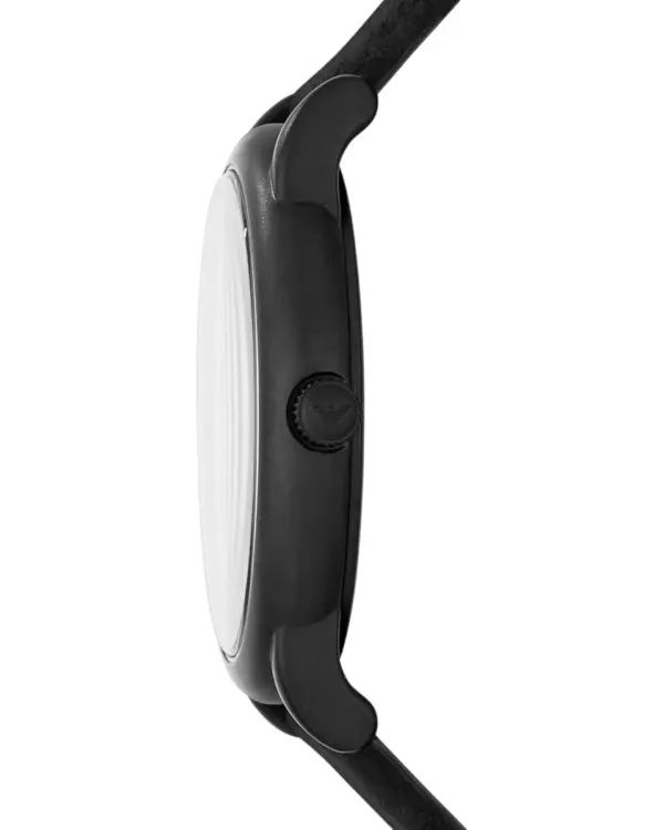 Armani Herrklocka Quartz Läderarmband Svart/grå