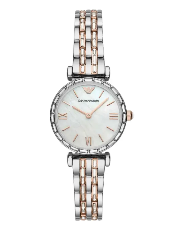 Armani Damklocka Quartz Flerfärgad Stållänk Vit