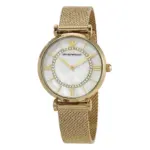 Armani Gianni T-Bar Quartz Guldfärgad Mesharmband Vit Pärlemor - Bild 2