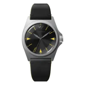 Armani Herrklocka Quartz Silverfärgad Boett Läderarmband Svart