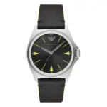 Armani Nicola Quartz Läderarmband Svart