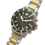 Armani Diver Quartz Kronograf Tvåfärgad Stållänk Grön - Bild 2
