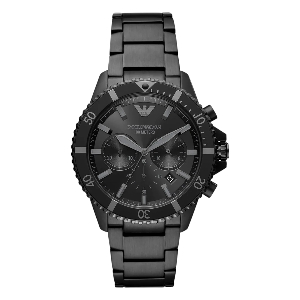 AR11363_01 Armani Diver Quartz Kronograf Stållänk Svart - Bild 1