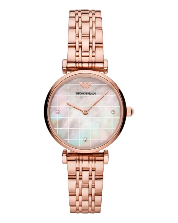 Armani Damklocka Quartz Rosa Stållänk Flerfärgad