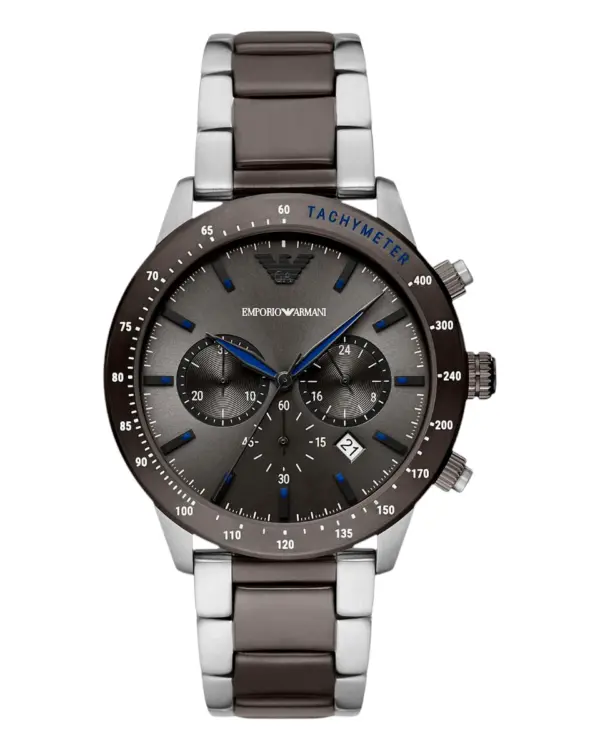 Armani Herrklocka Quartz Fjärilslås Stållänk Grå