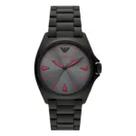 Armani Herrklocka Quartz Svart Stållänk Grå