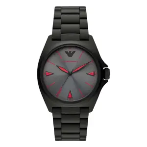 Armani Herrklocka Quartz Svart Stållänk Grå