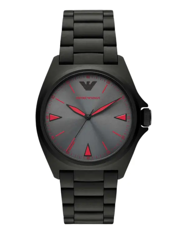 Armani Herrklocka Quartz Svart Stållänk Grå