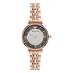 Armani Gianni T-Bar Quartz Roséguldfärgad Stållänk Brun