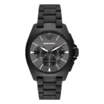 Armani Herrklocka Quartz Svart Stållänk Grå