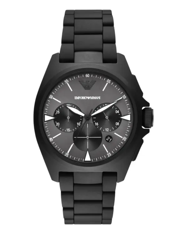 Armani Herrklocka Quartz Svart Stållänk Grå