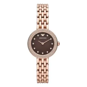 Armani Damklocka Quartz Rosa Stållänk Brun