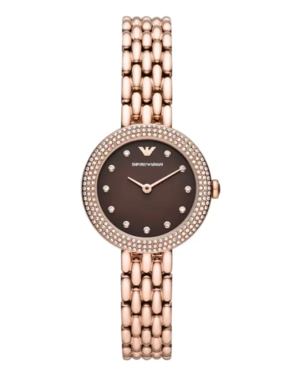 Armani Damklocka Quartz Rosa Stållänk Brun