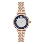 Armani Gianni T-Bar Quartz Roséguldfärgad Stållänk Blå