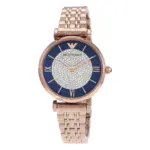 Armani Gianni T-Bar Quartz Roséguldfärgad Stållänk Blå - Bild 2