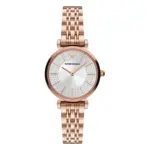 Armani Gianni T-Bar Quartz Roséguldfärgad Stållänk Silver