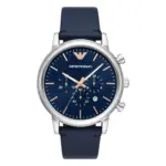 Armani Herrklocka Quartz Läderarmband Blå