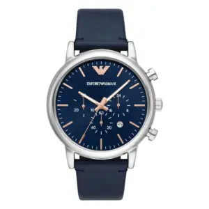 Armani Herrklocka Quartz Läderarmband Blå