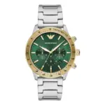 Armani Herrklocka Quartz Guldfärgad Boett Stållänk Grön