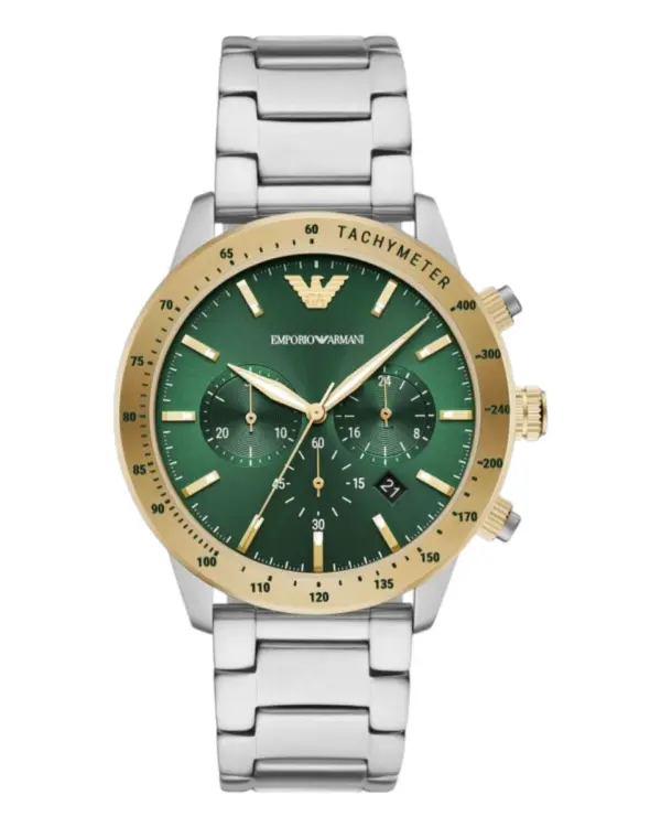 Armani Herrklocka Quartz Guldfärgad Boett Stållänk Grön