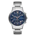 Armani Herrklocka Quartz Silverfärgad Stållänk Blå