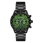 Armani Herrklocka Quartz Svart Stållänk Grön