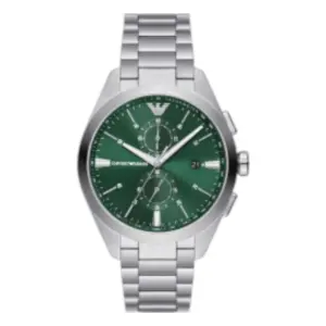 Armani Herrklocka Quartz Silverfärgad Stållänk Grön