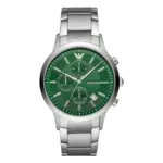 Armani Herrklocka Quartz Grå Stållänk Grön