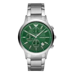 Armani Herrklocka Quartz Grå Stållänk Grön