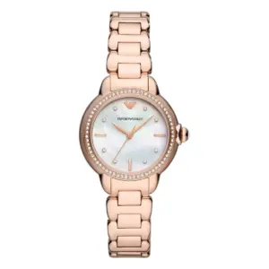 Armani Damklocka Quartz Rosa Stållänk Flerfärgad