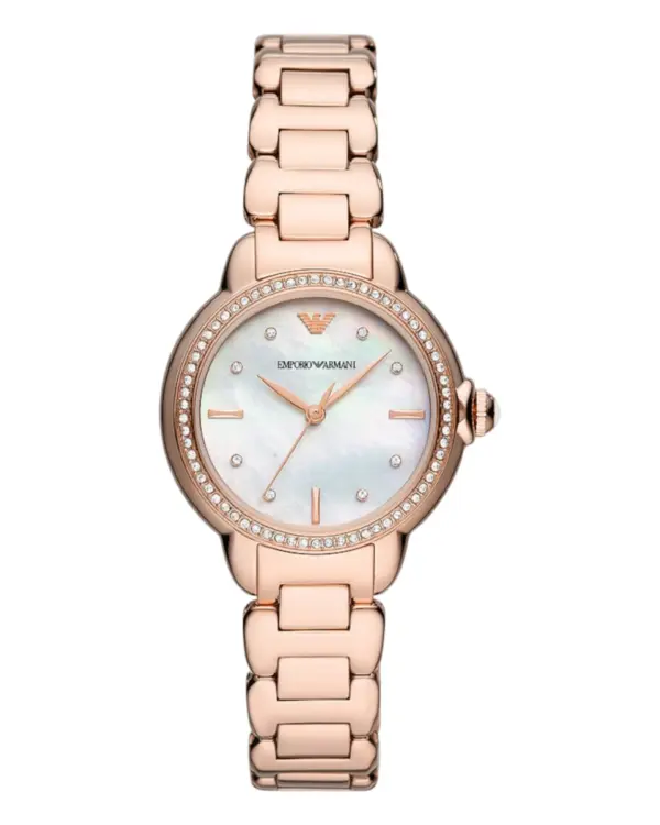 Armani Damklocka Quartz Rosa Stållänk Flerfärgad