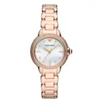 Armani Mia Quartz Roséguldfärgad Stållänk Vit Pärlemor