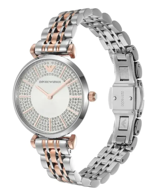 Armani Damklocka Quartz Grå Stållänk Flerfärgad