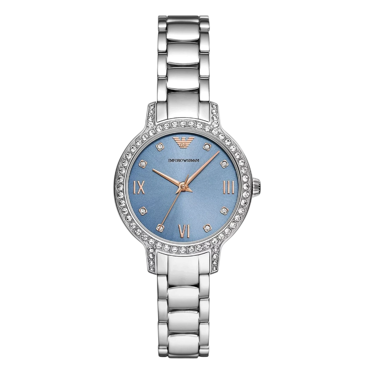 AR11585 Armani Damklocka Quartz Grå Stållänk Blå
