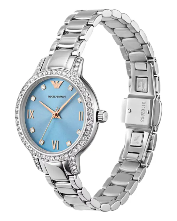 Armani Damklocka Quartz Grå Stållänk Blå