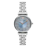 Armani Gianni T-Bar Quartz Kristallring Stållänk Blå