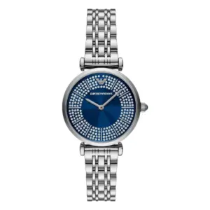 Armani Damklocka Quartz Grå Stållänk Blå
