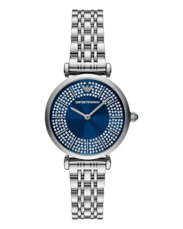 Armani Damklocka Quartz Grå Stållänk Blå
