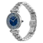 Armani Damklocka Quartz Grå Stållänk Blå