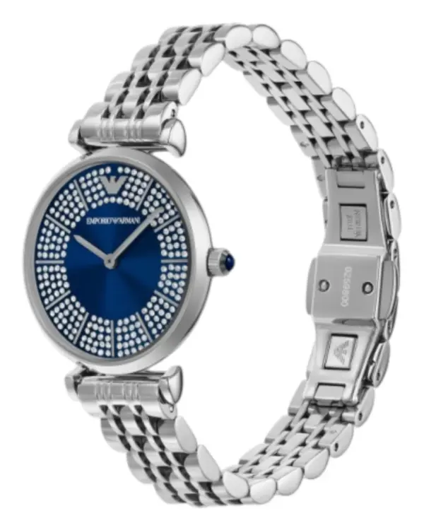 Armani Damklocka Quartz Grå Stållänk Blå