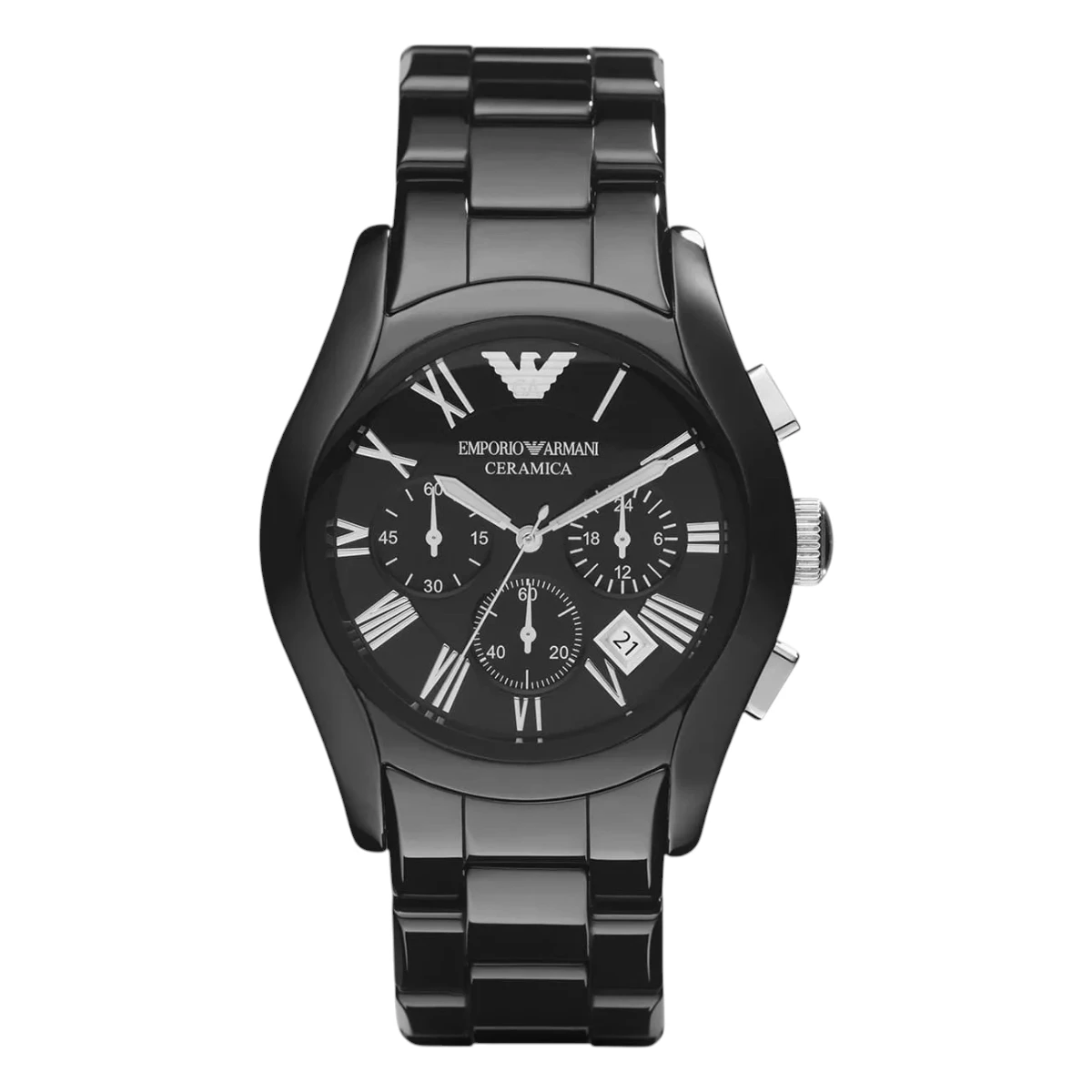 AR1400_01 Armani Ceramica Valente Quartz Kronograf Keramiklänk Svart - Bild 1