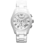 Armani Ceramica Quartz Kronograf Keramiklänk Vit