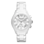 Armani Ceramica 38 mm Quartz Kronograf Keramiklänk Vit